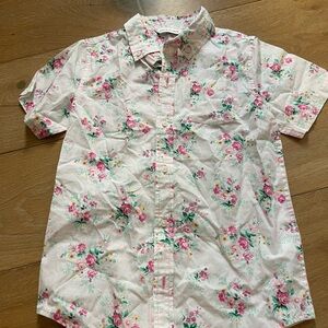 Janie and Jack Floral Button Down Shirt - Pink and White